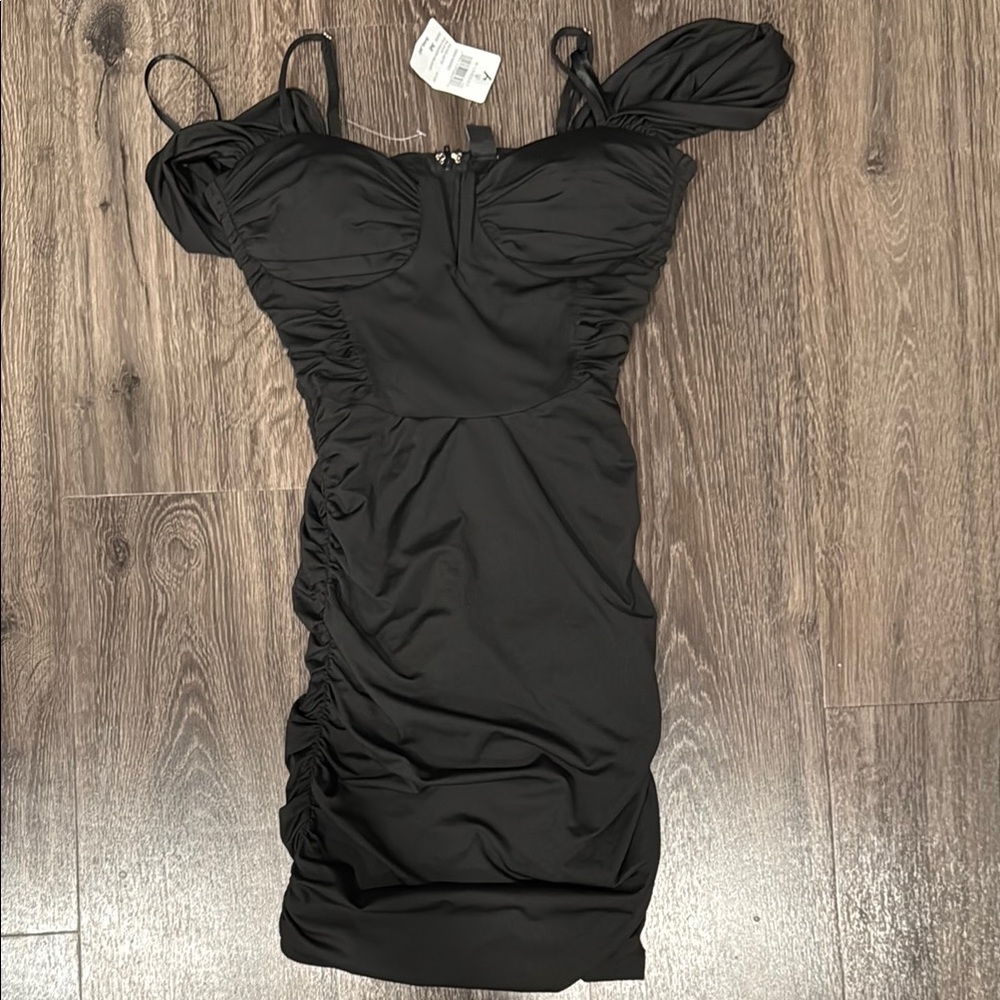 Elegant Black Ruched corset Dress